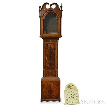 Mahogany Inlaid New Jersey Tall Clock Case and Associated Dial