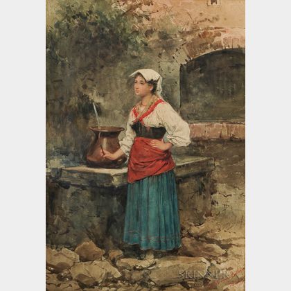 Clelia Bompiani Battaglia (Italian, 1847-1927) Italian Peasant Woman at a Well