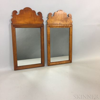 Pair of Eldred Wheeler Queen Anne-style Maple Mirrors