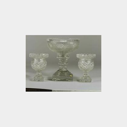 Three Colorless Cut Glass Table Articles
