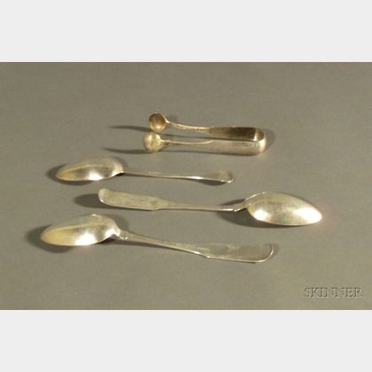 Nine Federal Coin Silver Flatware Items