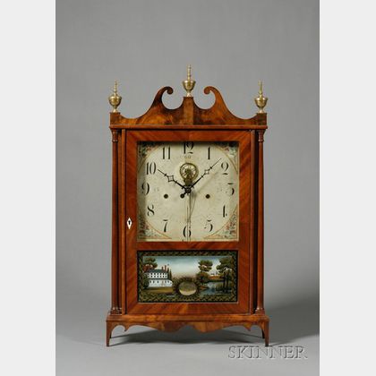 Mahogany Outside Escapement Pillar and Scroll Clock by Eli Terry