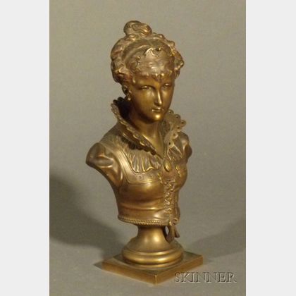 Joseph Charles de Blezer, (French, b. 1868) Bronze Portrait Bust of Queen Mary