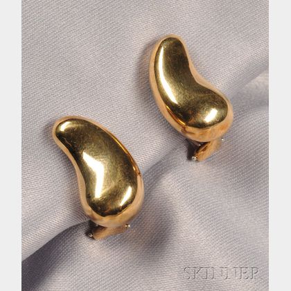 18kt Gold "Teardrop" Earclips, Elsa Peretti, Tiffany & Co.