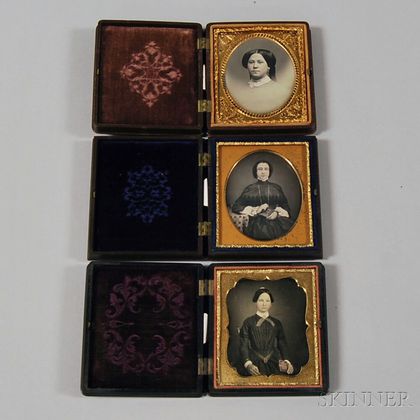 Three Sixth-plate Daguerreotype Portraits of Young Women