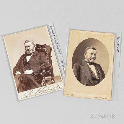 Two General Grant Cabinet Cards, One Autographed