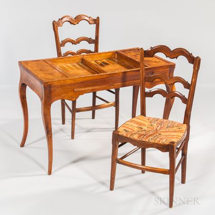French Provincial Game Table and Two Side Chairs