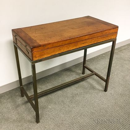 Campaign Mahogany Games Table and Modern Brass Stand