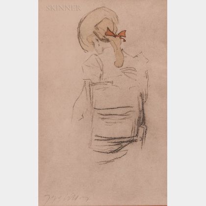 Jacques Villon (French, 1875-1963) Sketch of a Seated Girl, Half Length, Back View