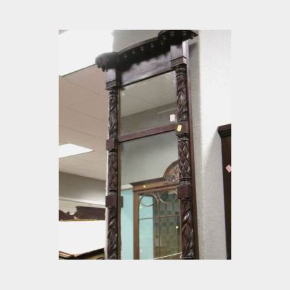 Classical-style Carved Mahogany Tabernacle Mirror. 