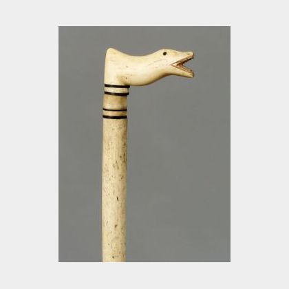 Carved Whalebone Short Stick
