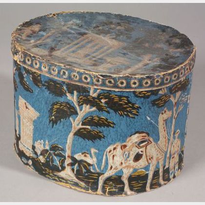 Wallpaper Covered Bandbox with Mythological and Neoclassical Scenes