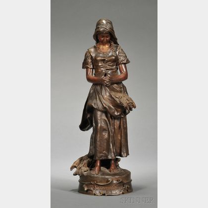 Emile-Edmond Peynot (French, 1850-1932) Bronze Figure of a Harvest Maiden, L'Angelus