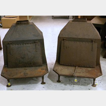 Near Pair of Shaker Cast Iron Wood Stoves with Footed Bases
