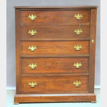 Late Victorian Walnut Five-drawer Lock-end Tall Chest