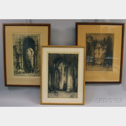 Hedley Fitton (British, 1859-1929) Three Works: Ancient Portal, City Gate, Genoa ; John Knox's House