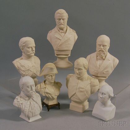 Seven Parian Busts of Military and Political Figures