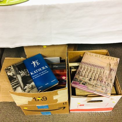 Two Boxes of Books Mostly on 20th Century Architecture.