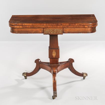 William IV Rosewood-veneered and Brass-inlaid Games Table
