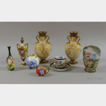 Nine Assorted European Decorated Porcelain Items