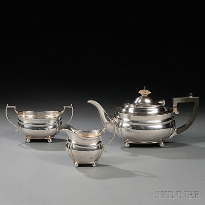 Three-piece George V Sterling Silver Tea Service