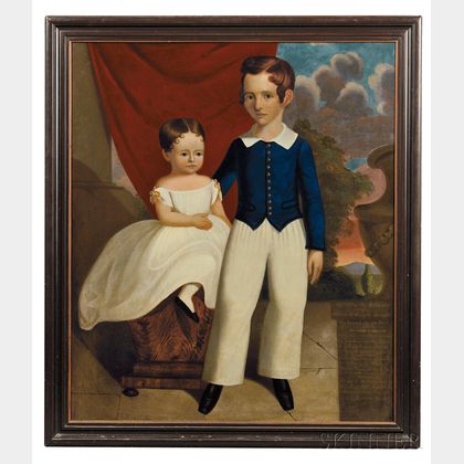 Anglo/American School, 19th Century Portrait of a Boy and His Sister.