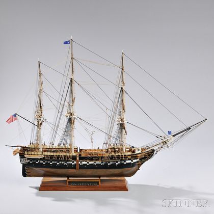 Painted Wooden Model of the Frigate USS Constitution