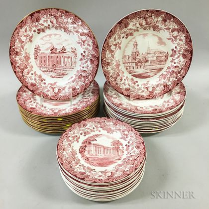 Thirty-six Wedgwood Ceramic Harvard Plates