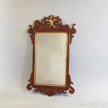 Chippendale Carved and Parcel-gilt Mahogany Scroll-frame Mirror