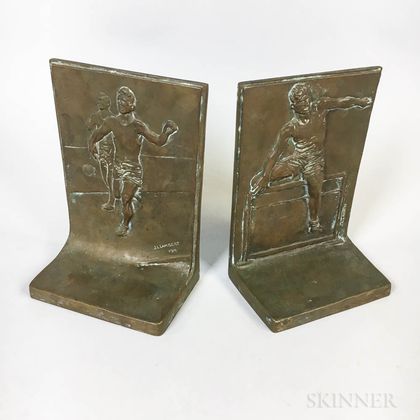 Pair of J.L. Lambert Track-related Bronze Bookends