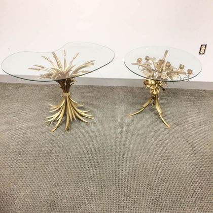 Two Small Gilt-metal and Glass Tables