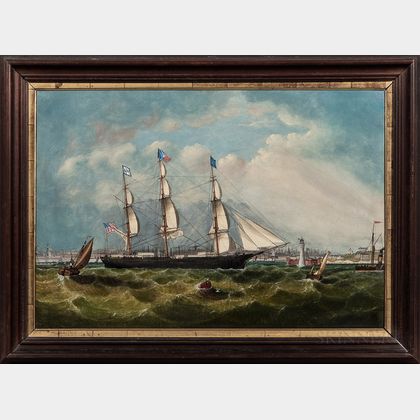 Attributed to William Yorke (New York/New Brunswick/England, 1817-1892) Portrait of the Sailing Ship Rachel off Liverpool