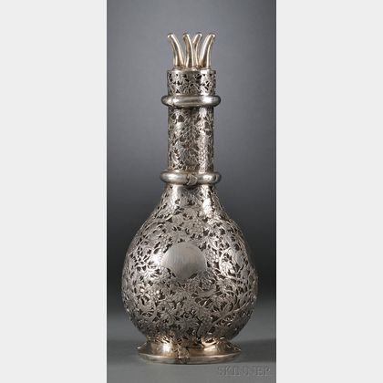 Chinese Export Silver and Colorless Glass Four-part Decanter