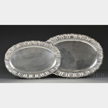 Two Mexican Silver Serving Trays