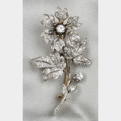 Edwardian Diamond Flower Brooch, Bailey, Banks & Biddle