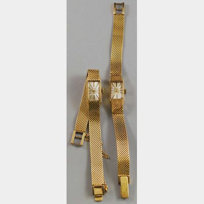 Pair of Avalon 14kt Gold Lady's Bracelet Wristwatches