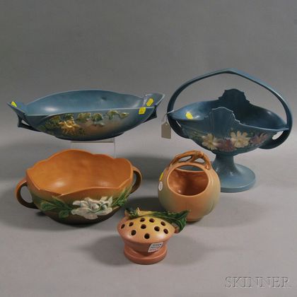 Five Mostly Roseville Pottery Items