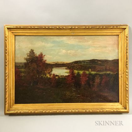American School, 19th Century Autumn Landscape with Winding River.