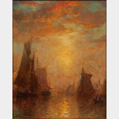 George Herbert McCord (American, 1848-1909) Setting Sail at Sunset