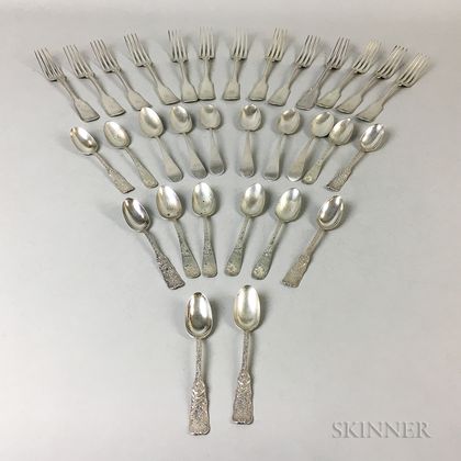Group of Sterling Silver Spoons and Coin Silver Dinner Forks