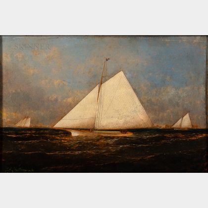 James Edward Buttersworth (American, 1817-1894) Racing Yacht, Identified as the Sloop Yacht Haswell