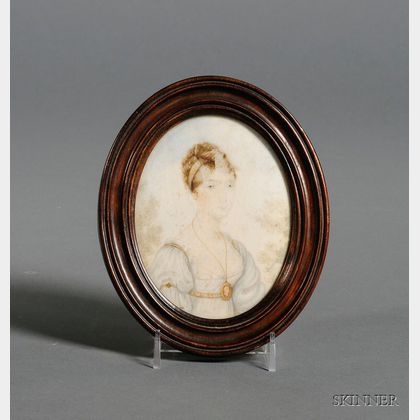 French Portrait Miniature on Ivory of a Young Lady
