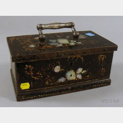 Victorian Mother-of-pearl Inlaid Painted and Decorated Steel Strong Box