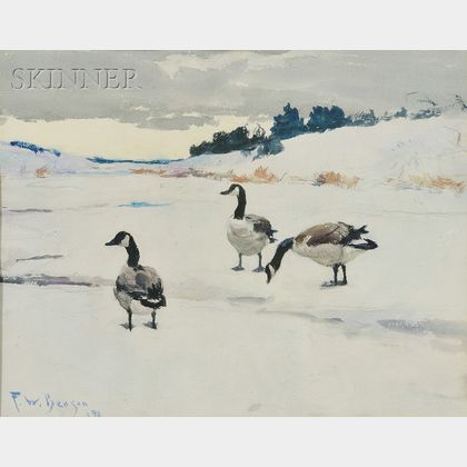 Frank Weston Benson (American, 1862-1951) Canada Geese in the Snow