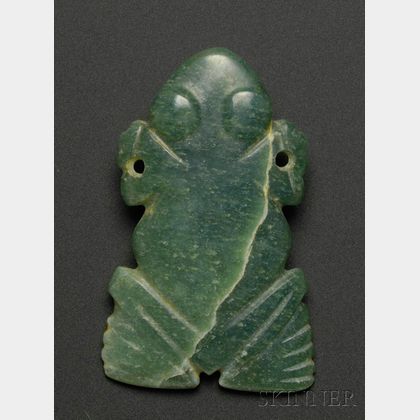 Pre-Columbian Carved Jade Frog Pendant