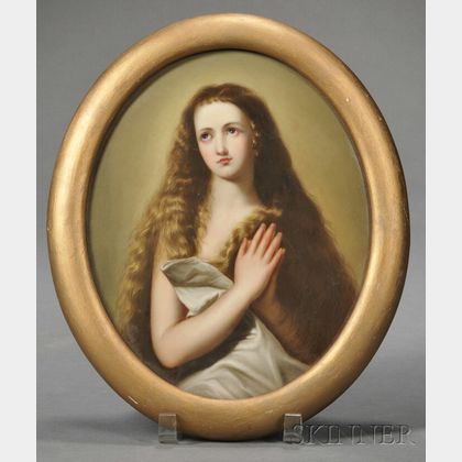 KPM Porcelain Plaque of a Girl with Hands Clasped