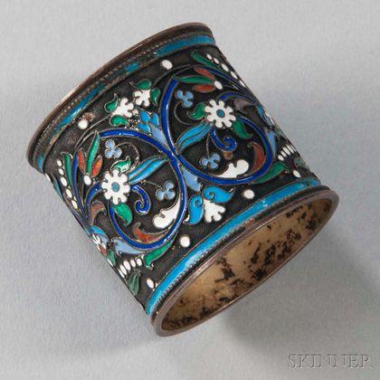 Russian .875 Silver and Enamel Napkin Ring