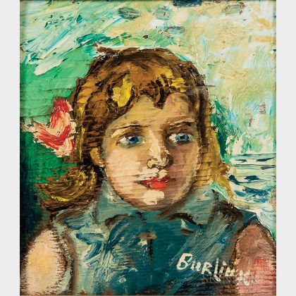 David Davidovich Burliuk (Ukrainian/American, 1882-1967) Lili / Portrait of a Blue-eyed Girl