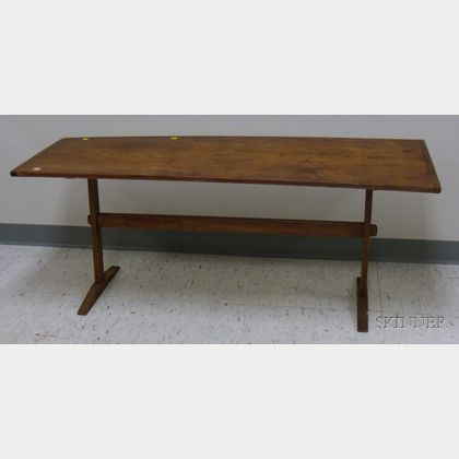 Shaker-type Pine Breadboard-top Trestle-base Low Table