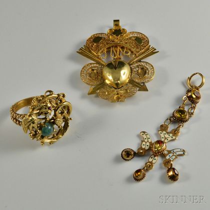 Three Pieces of Gold Jewelry